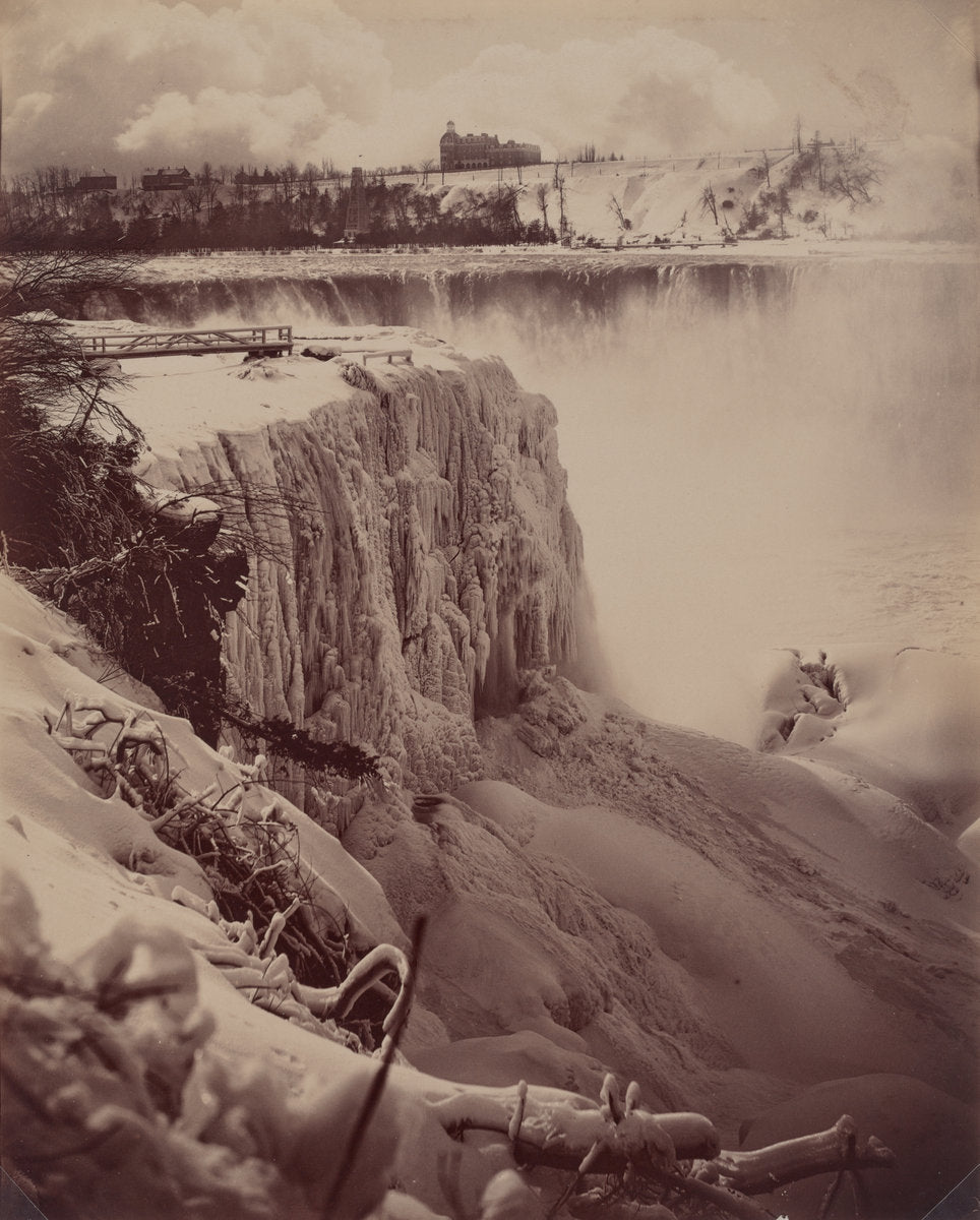 Frozen Falls by attributed to Charles Bierstadt (American, born Prussia, 1819 - 1903), 16X12"(A3)Poster Print