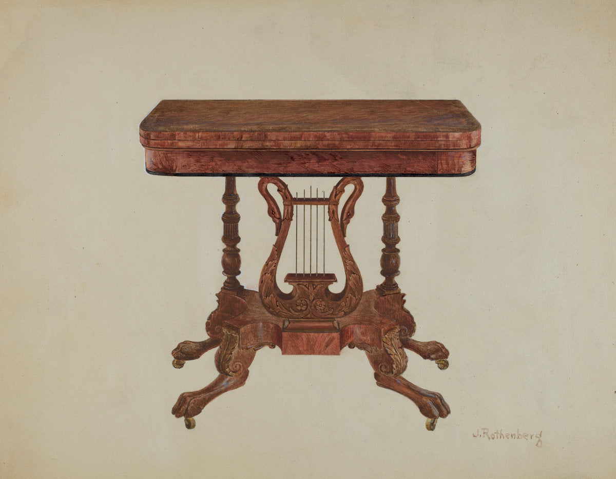 Table (Lyre Pedestal) by Joseph Rothenberg (American, active c. 1935), 16X12"(A3)Poster Print
