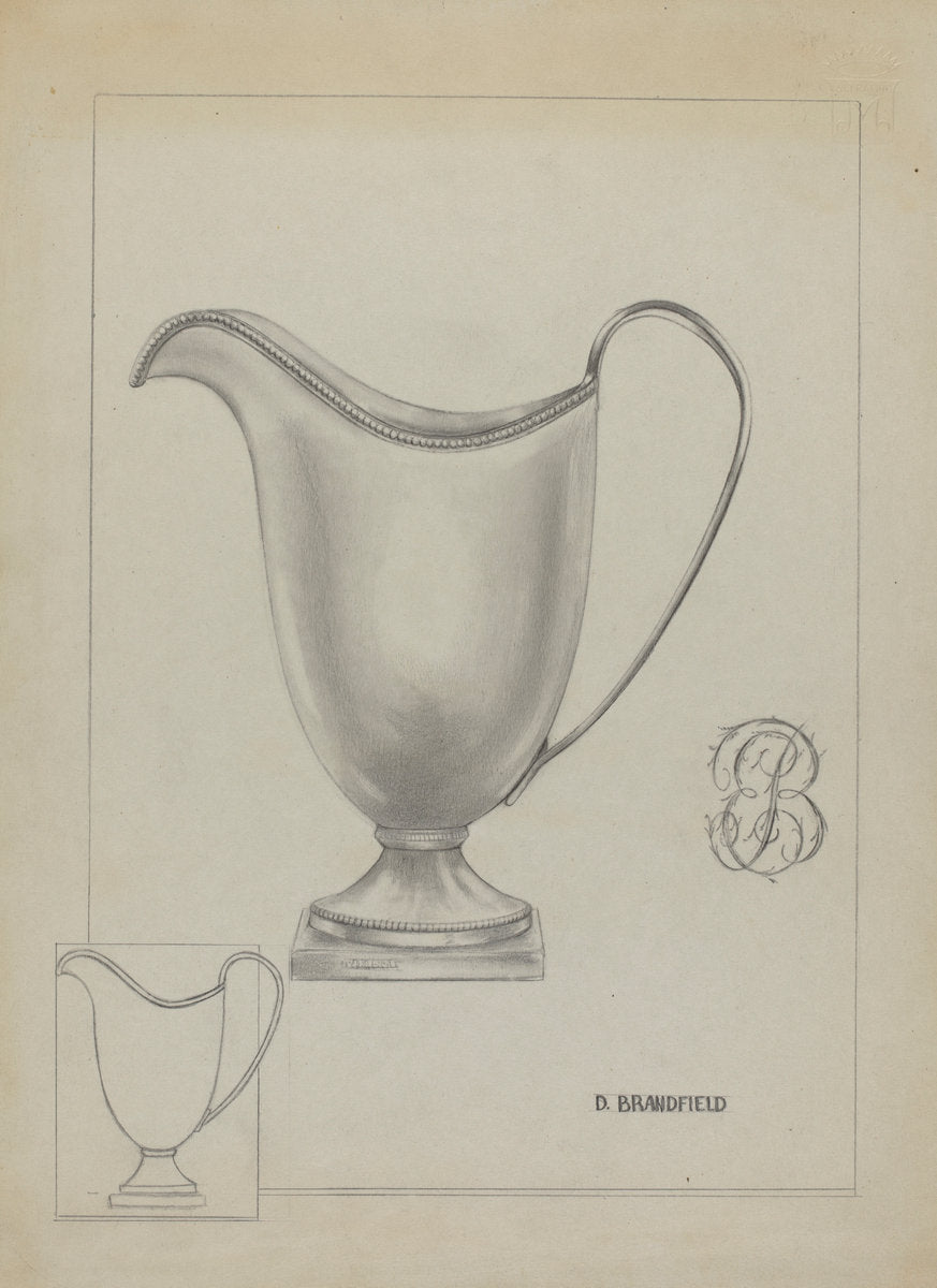 Silver Pitcher by D. Brandfield (American, active c. 1935), 16X12"(A3)Poster Print