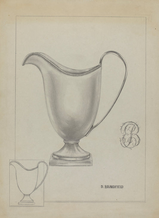 Silver Pitcher by D. Brandfield (American, active c. 1935), 16X12"(A3)Poster Print