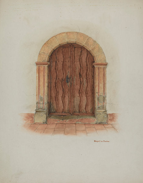 Doorway and Doors by R.J. De Freitas (American, active c. 1935), 16X12"(A3)Poster Print