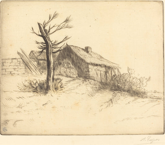 Thatched Cottage (Chaumiere) by Alphonse Legros (French, 1837 - 1911), 16X12"(A3)Poster Print