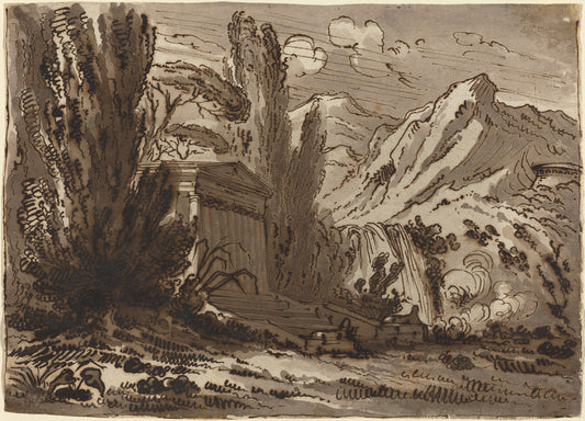 Mountainous Landscape with Classical Temple by Felice Giani (Italian, 1758 - 1823), 16X12"(A3)Poster Print