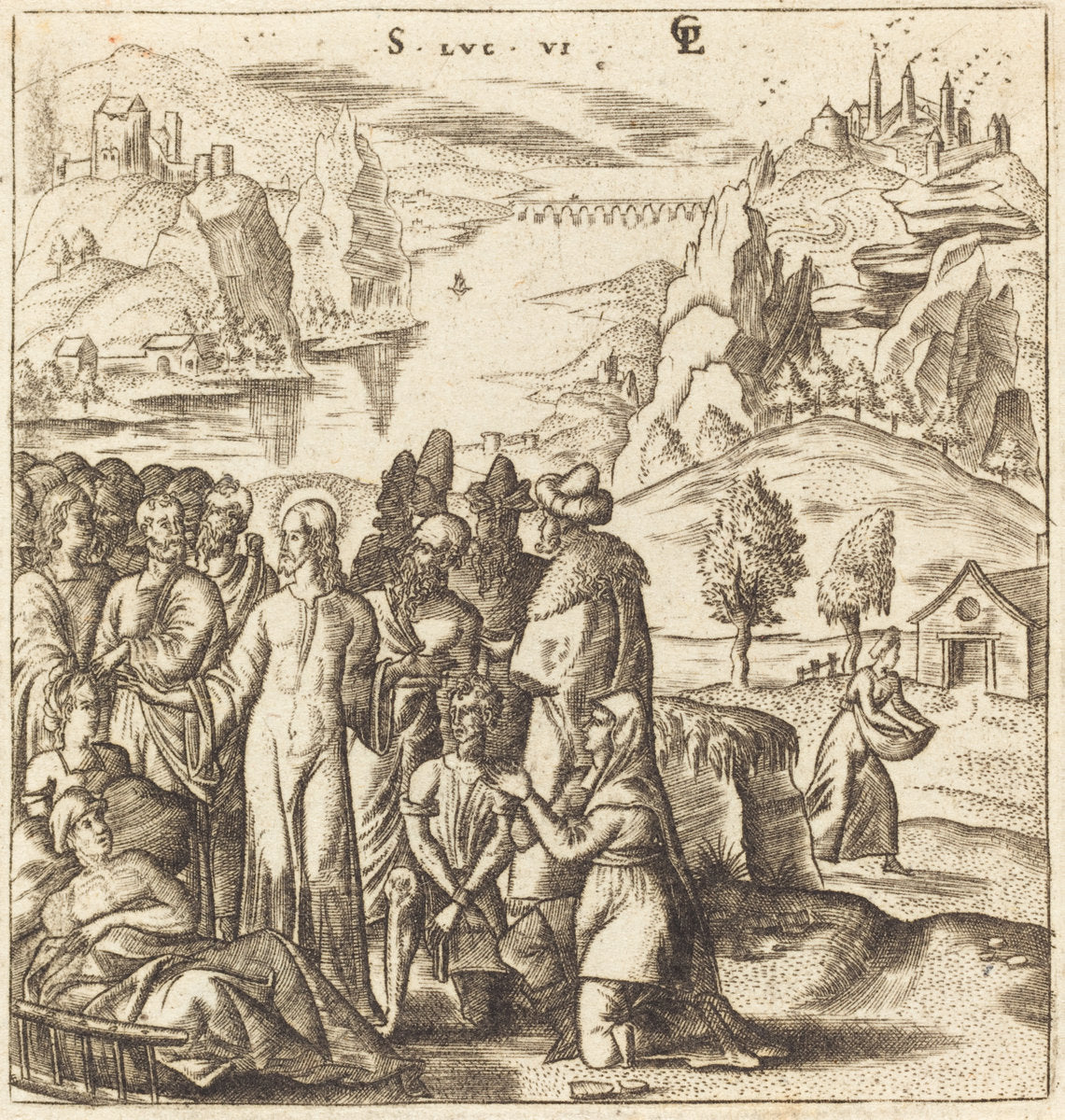 Christ Heals the Sick by Léonard Gaultier (French, 1561 - 1641), 16X12"(A3)Poster Print