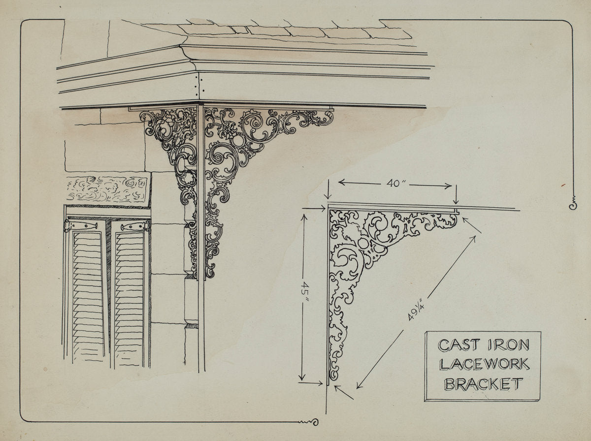 Iron Work on Balcony by Ray Price (American, active c. 1935), 16X12"(A3)Poster Print