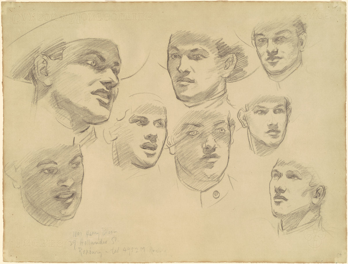 Studies for "Entering the War" by John Singer Sargent (American, 1856 - 1925), 16X12"(A3)Poster Print