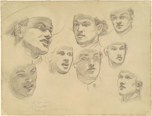 Studies for "Entering the War" by John Singer Sargent (American, 1856 - 1925), 16X12"(A3)Poster Print