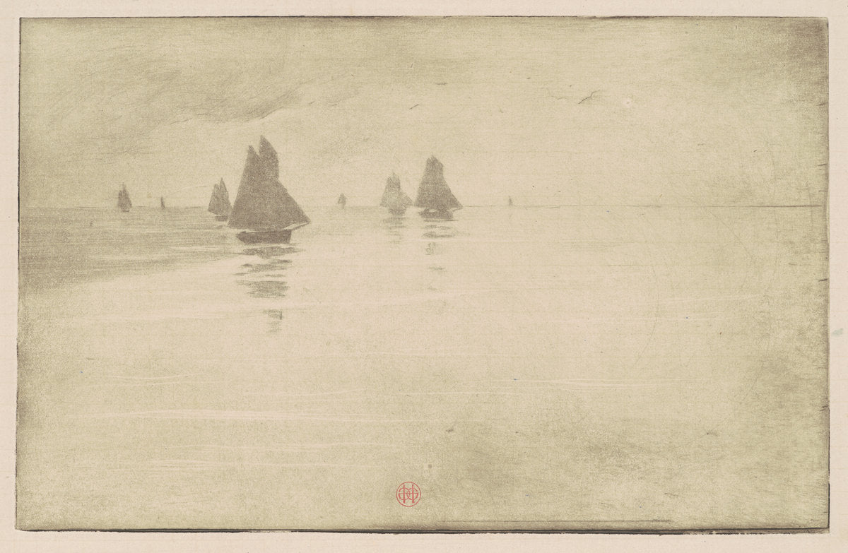 Boats in a Morning Fog by Henri-Charles Guérard (French, 1846 - 1897), 16X12"(A3)Poster Print