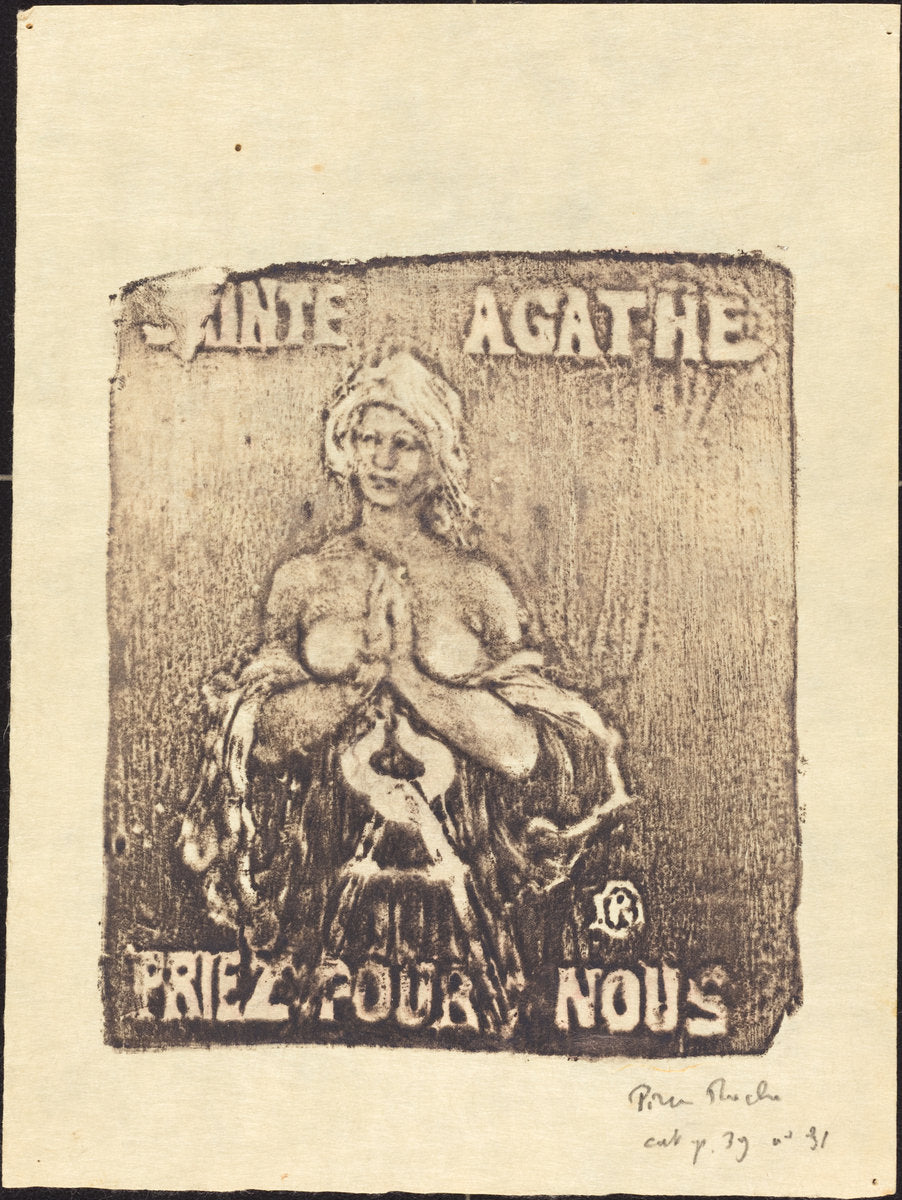 Saint Agathe (Saint Agatha) by Pierre Roche (French, 1855 - 1922), 16X12"(A3)Poster Print