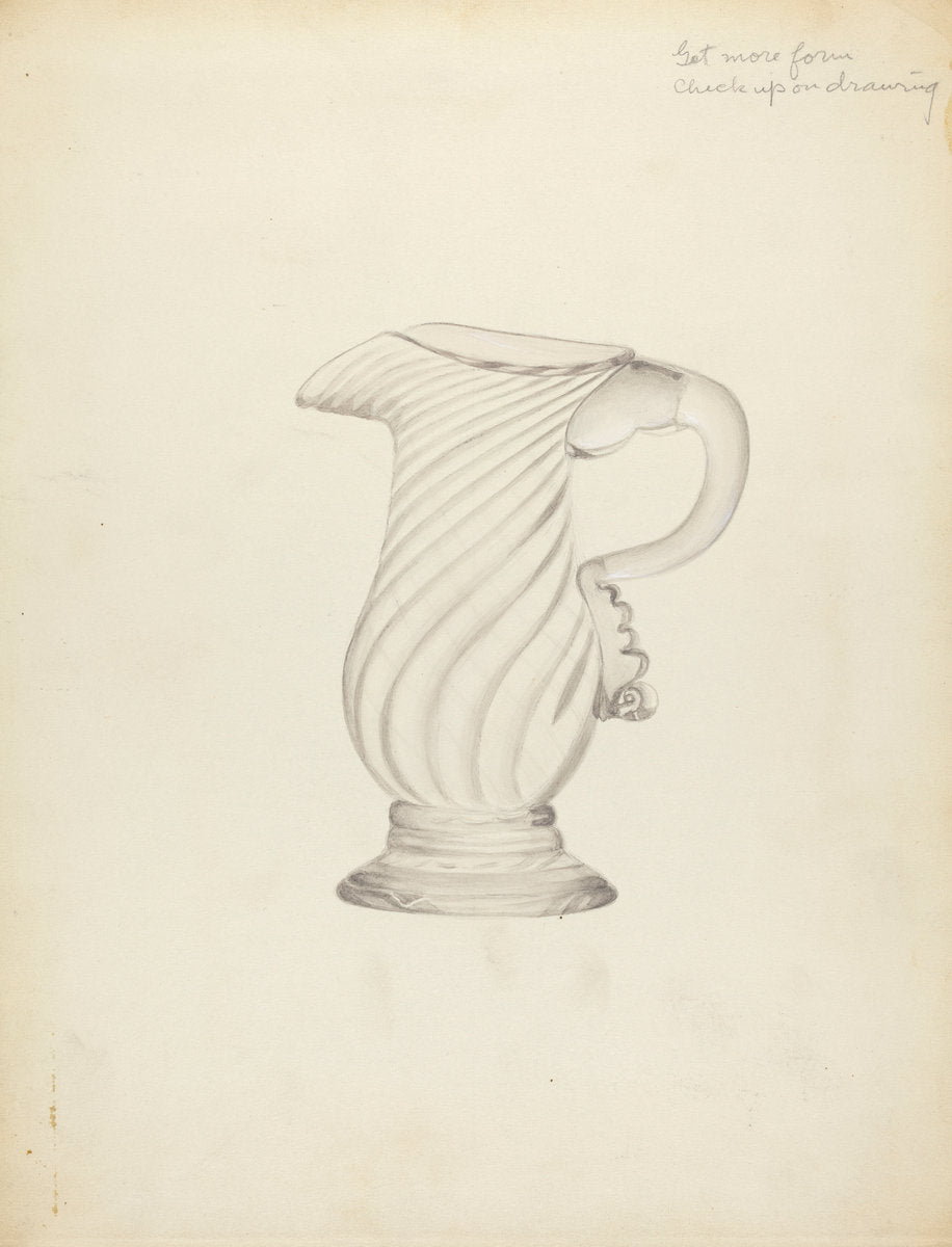 Blown Glass - Pitcher by Vincent Burzy (American, active c. 1935), 16X12"(A3)Poster Print