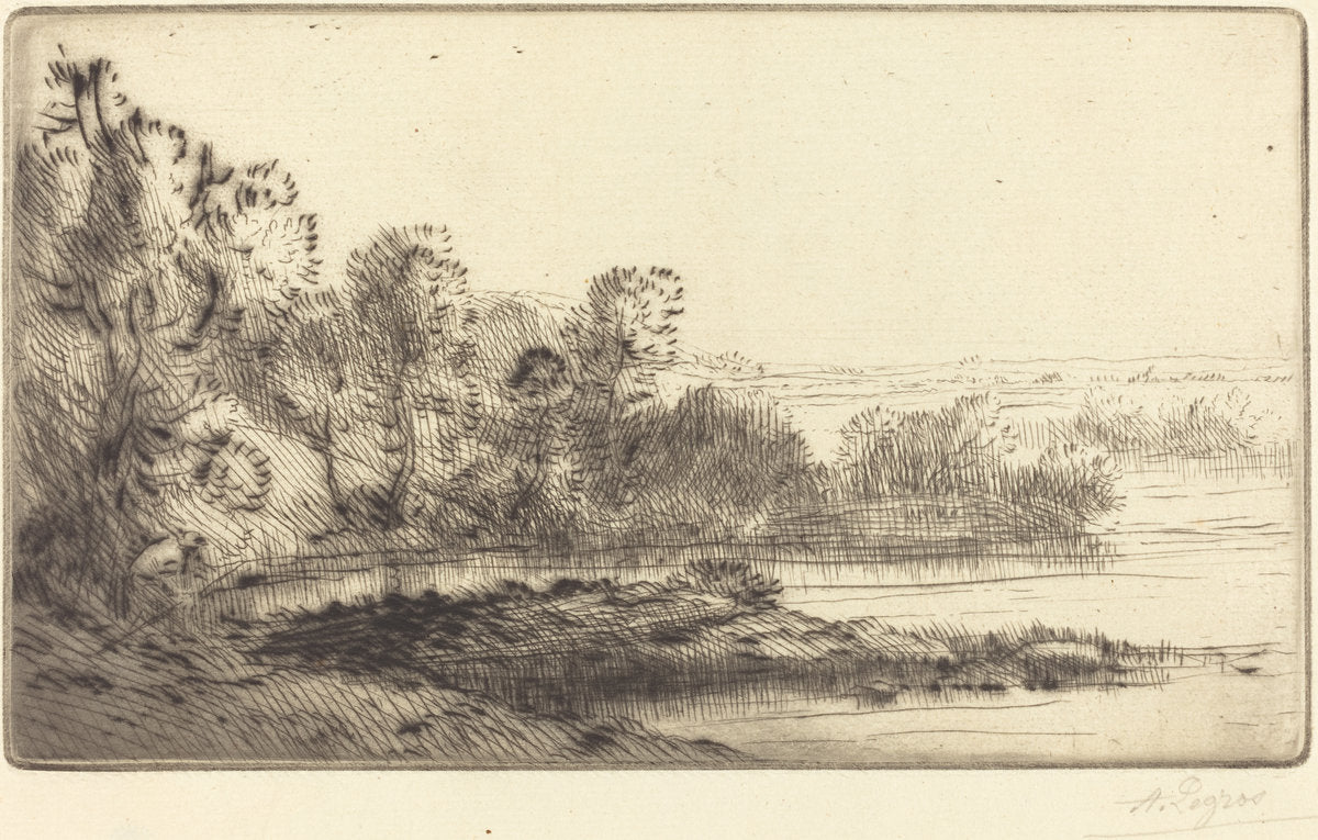 Along the Terne (Sur la terne) by Alphonse Legros (French, 1837 - 1911), 16X12"(A3)Poster Print