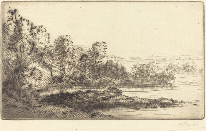 Along the Terne (Sur la terne) by Alphonse Legros (French, 1837 - 1911), 16X12