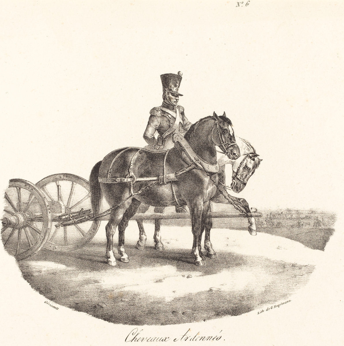 Cheveaux des Ardennes by Théodore Gericault (French, 1791 - 1824), 16X12"(A3)Poster Print