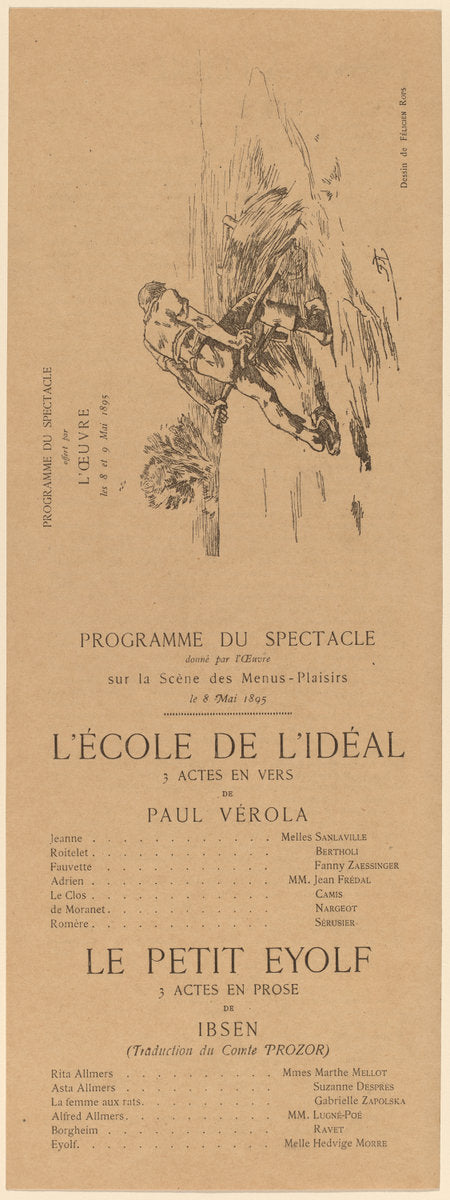 L'Ecole de l'idéal; Le Petit Eyolf by Félicien Rops (Belgian, 1833 - 1898), 16X12"(A3)Poster Print