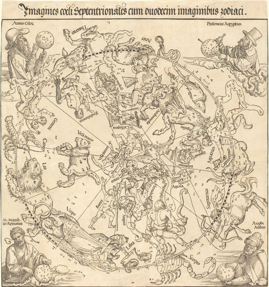 The Northern Celestial Hemisphere by Albrecht Dürer (German, 1471 - 1528), 16X12"(A3)Poster Print