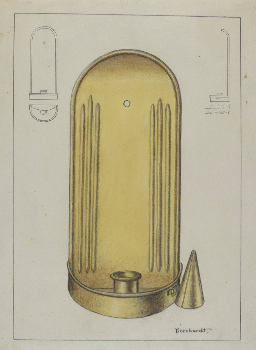 Brass Candle Holder by Gerald Bernhardt (American, active c. 1935), 16X12"(A3)Poster Print