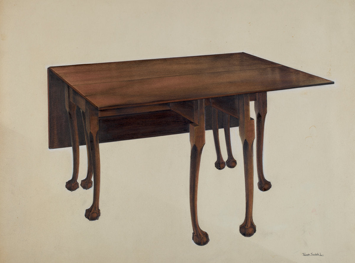 c. 1938 by Joseph Sudek (Gate-legged Table, Ball & Claw Feet), 16X12"(A3)Poster Print