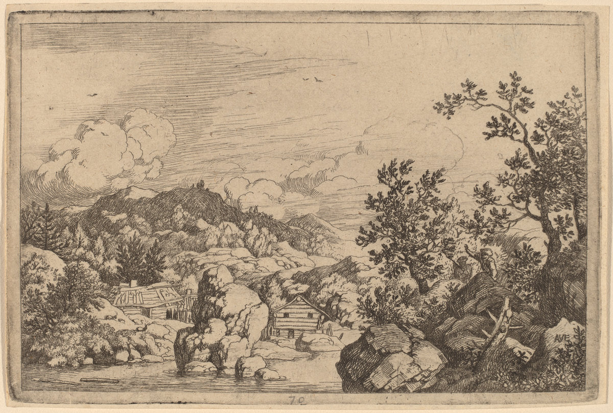 Large Rock Projecting from a River by Allart van Everdingen (Dutch, 1621 - 1675), 16X12"(A3)Poster Print