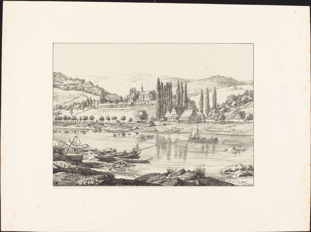 The Convent of Neuberg from Schlierbach by Ernst Fries (German, 1801 - 1833), 16X12"(A3)Poster Print