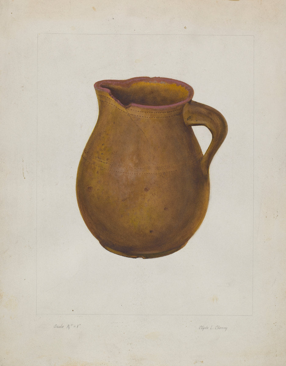 Earthen Pitcher by Clyde L. Cheney (American, active c. 1935), 16X12"(A3)Poster Print