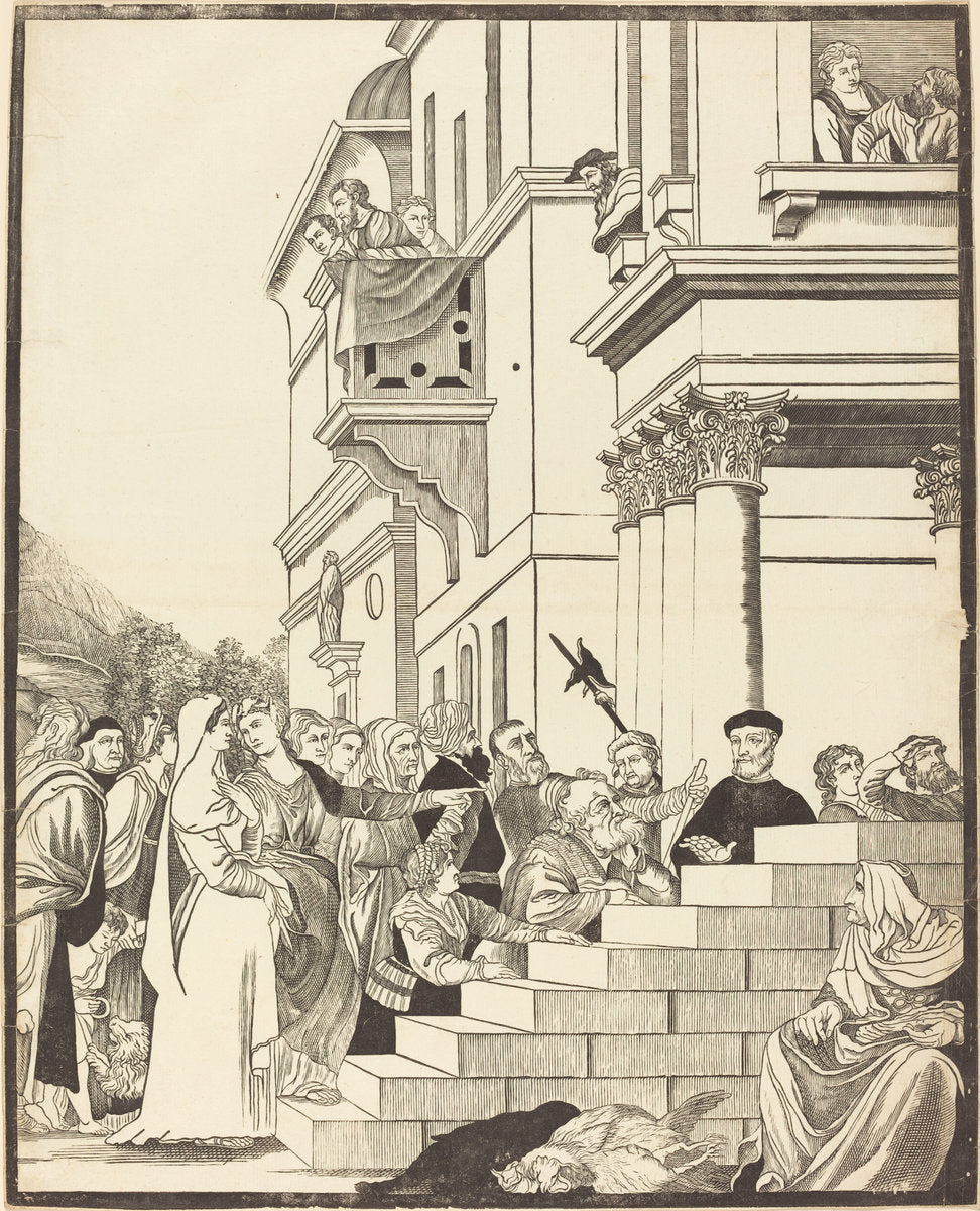 Presentation of the Virgin in the Temple [center plate] by John Baptist Jackson after Titian (English, 1701 - c. 1780), 16X12"(A3)Poster Print