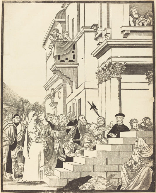 Presentation of the Virgin in the Temple [center plate] by John Baptist Jackson after Titian (English, 1701 - c. 1780), 16X12"(A3)Poster Print