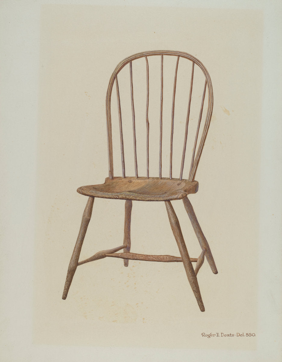 Windsor Comb-Back Chair by Roger Deats (American, active c. 1935), 16X12"(A3)Poster Print