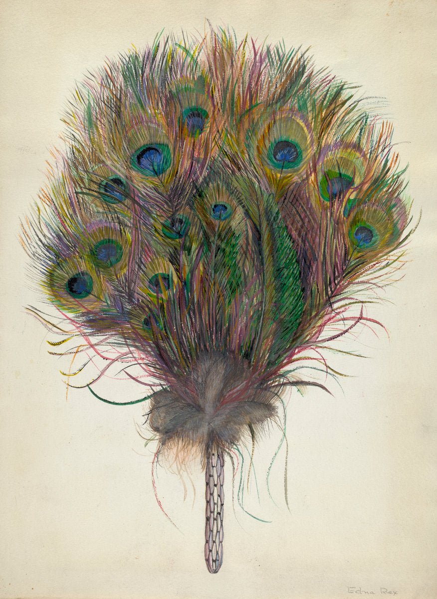 Peacock Feather Fan by Edna C. Rex (American, active c. 1935), 16X12"(A3)Poster Print
