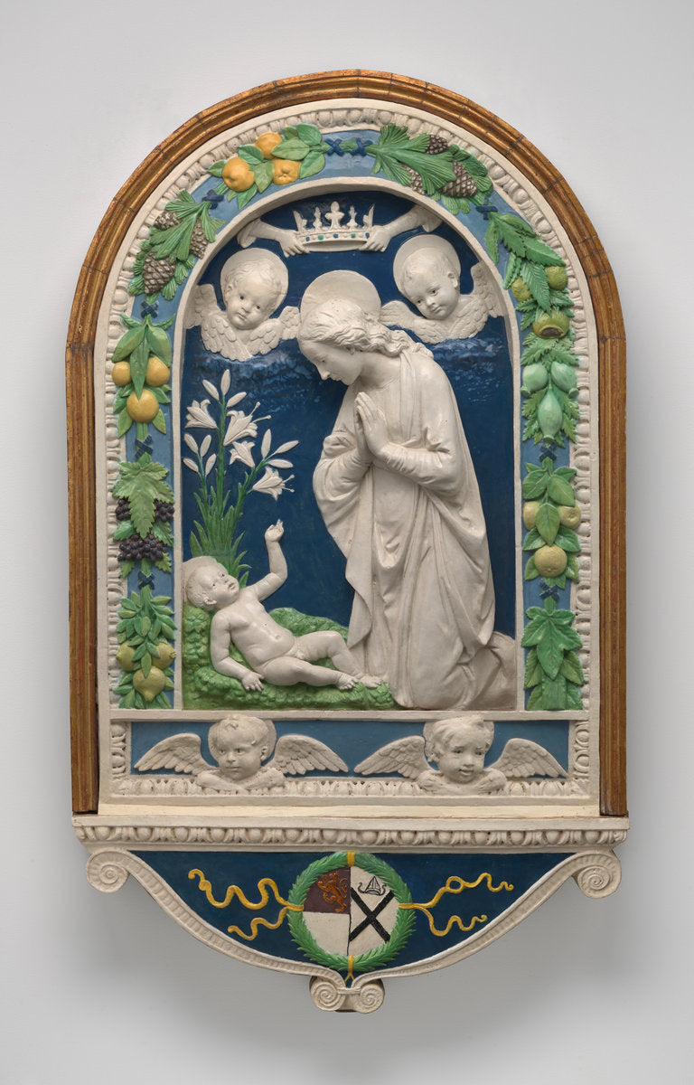 The Adoration of the Child by Andrea della Robbia (Florentine, 1435 - 1525), 16X12"(A3)Poster Print