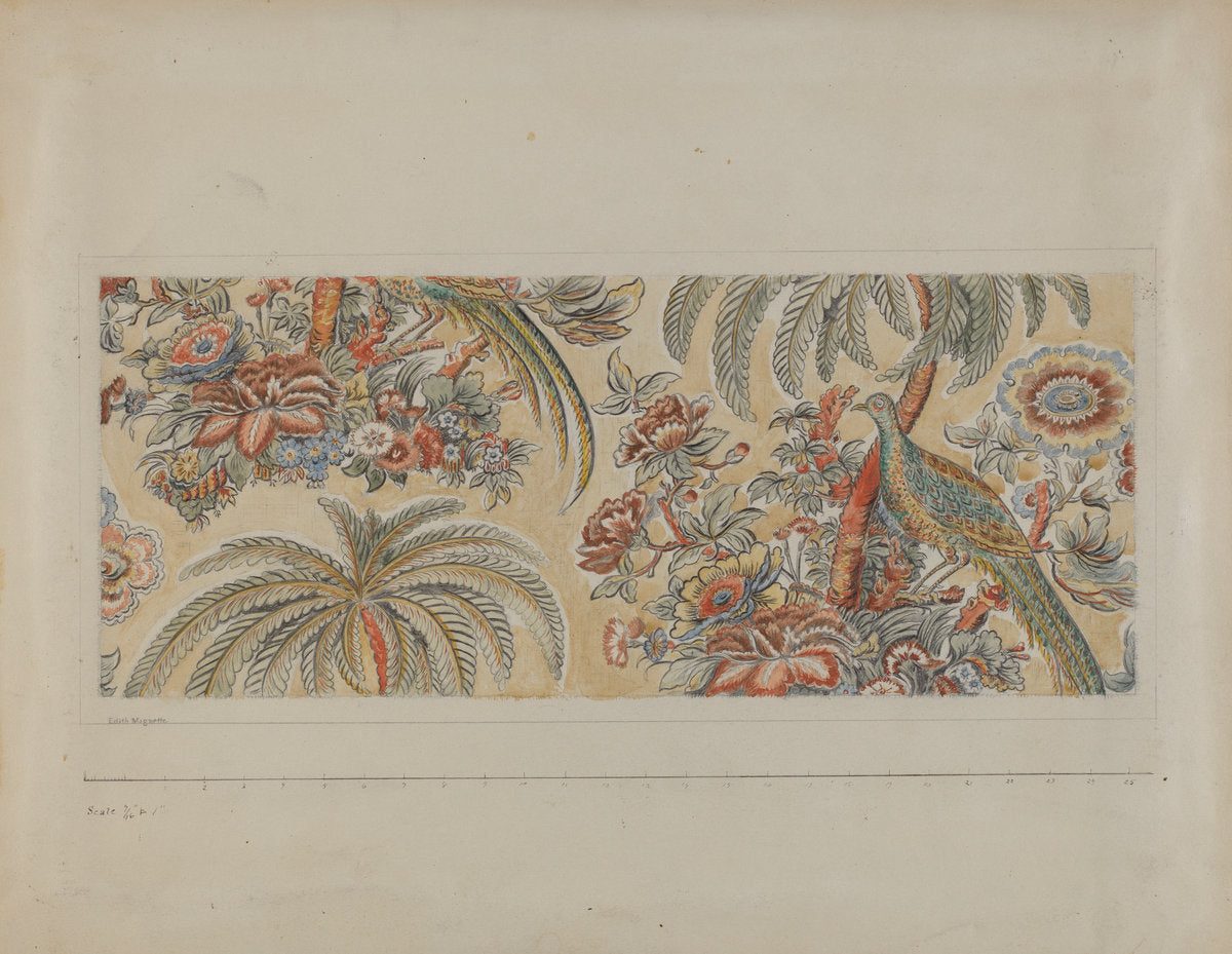 Hand Blocked Chintz by Edith Magnette (American, active c. 1935), 16X12"(A3)Poster Print