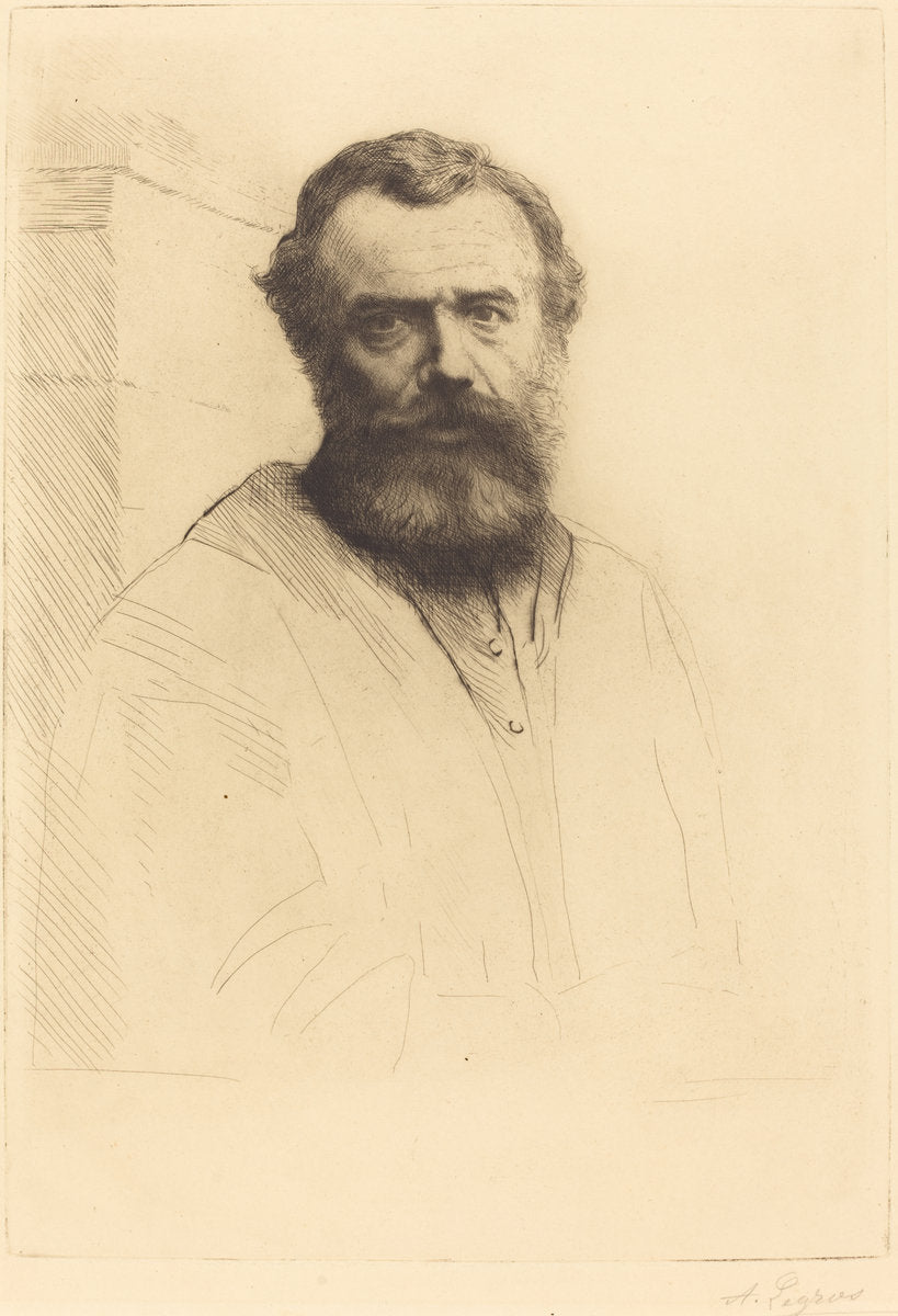 Self-Portrait, 3rd plate by Alphonse Legros (French, 1837 - 1911), 16X12"(A3)Poster Print