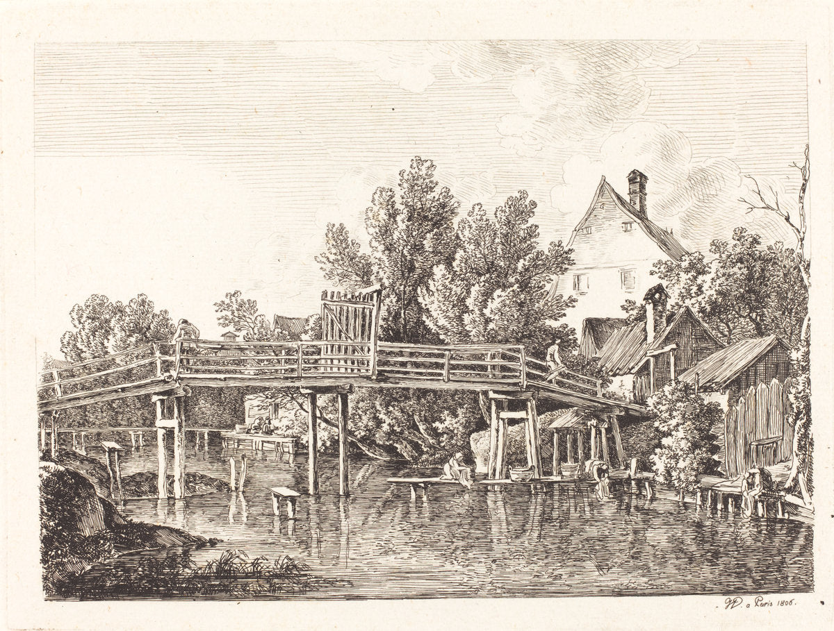 Der kleine Isarsteg by Johann Georg von Dillis (German, 1759 - 1841), 16X12"(A3)Poster Print