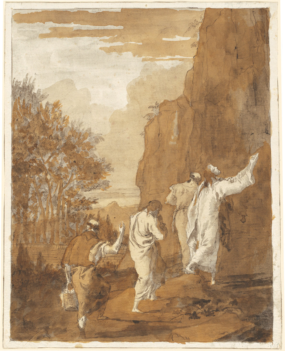 Christ Leading Peter, James, and John to the High Mountain for the Transfiguration by Giovanni Domenico Tiepolo (Venetian, 1727 - 1804), 16X12"(A3)Poster Print
