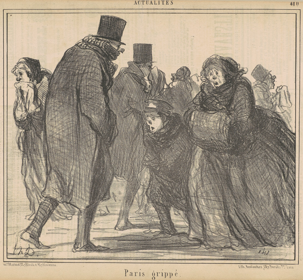 Paris grippé by Honoré Daumier (French, 1808 - 1879), 16X12"(A3)Poster Print