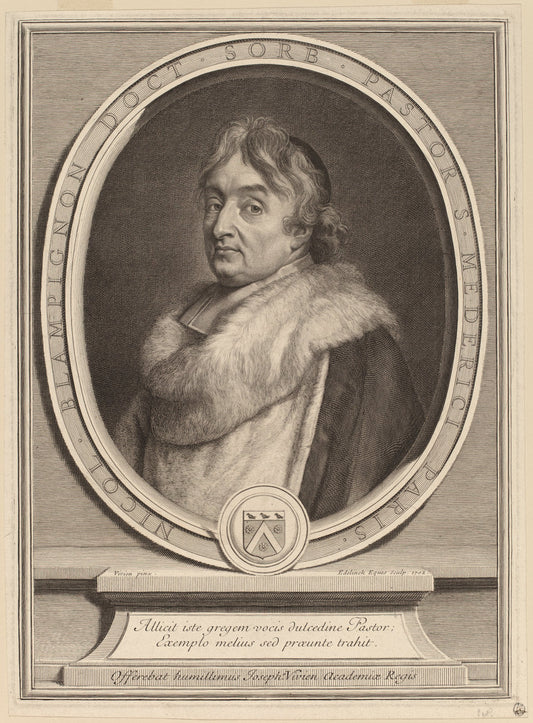 Nicolas de Blampignon by Gerard Edelinck after Joseph Vivien (Flemish, 1640 - 1707), 16X12"(A3)Poster Print