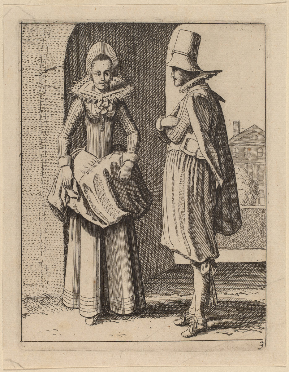 Two Figures in Costume by Jan van de Velde II (Dutch, 1593 - 1641), 16X12"(A3)Poster Print