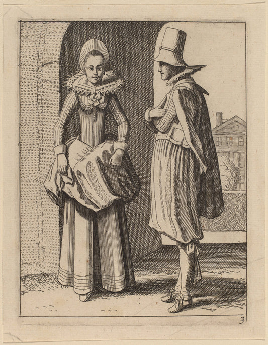 Two Figures in Costume by Jan van de Velde II (Dutch, 1593 - 1641), 16X12"(A3)Poster Print