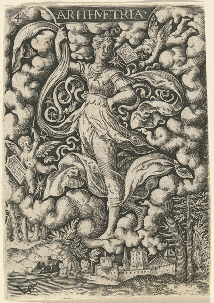 Artihmetria (Arithmetic) by Virgil Solis (German, 1514 - 1562), 16X12"(A3)Poster Print