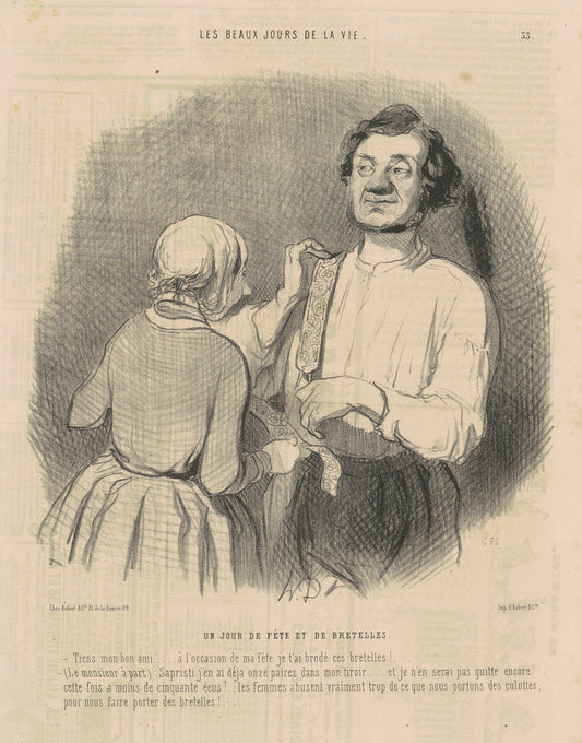 Un jour de fête et de bretelles by Honoré Daumier (French, 1808 - 1879), 16X12"(A3)Poster Print