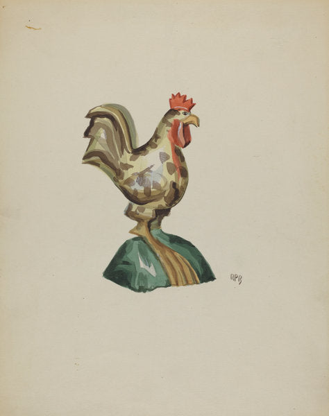 Pa. German Rooster by Raoul Du Bois (American, active c. 1935), 16X12"(A3)Poster Print
