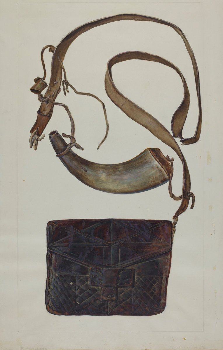Bullet Pouch and Powder Horn by Cecil Smith (American, active c. 1935), 16X12"(A3)Poster Print
