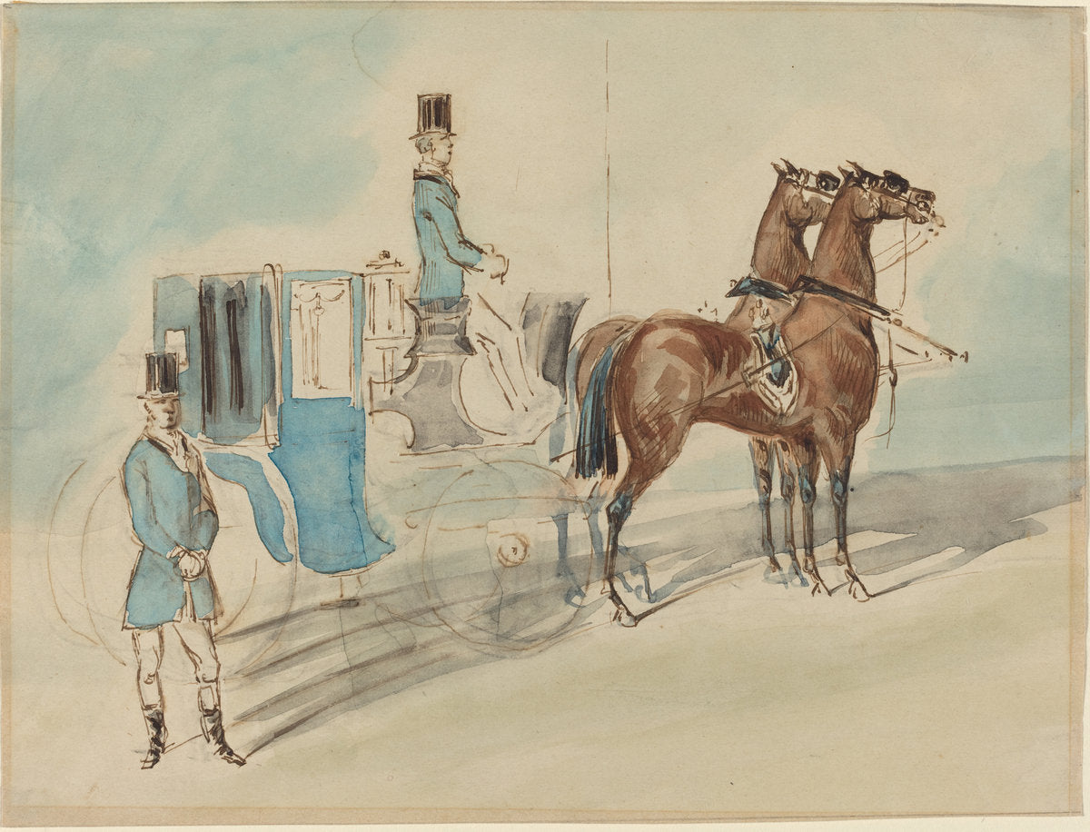 Carriage with Driver and Groom: Spring by Constantin Guys (French, 1805 - 1892), 16X12"(A3)Poster Print