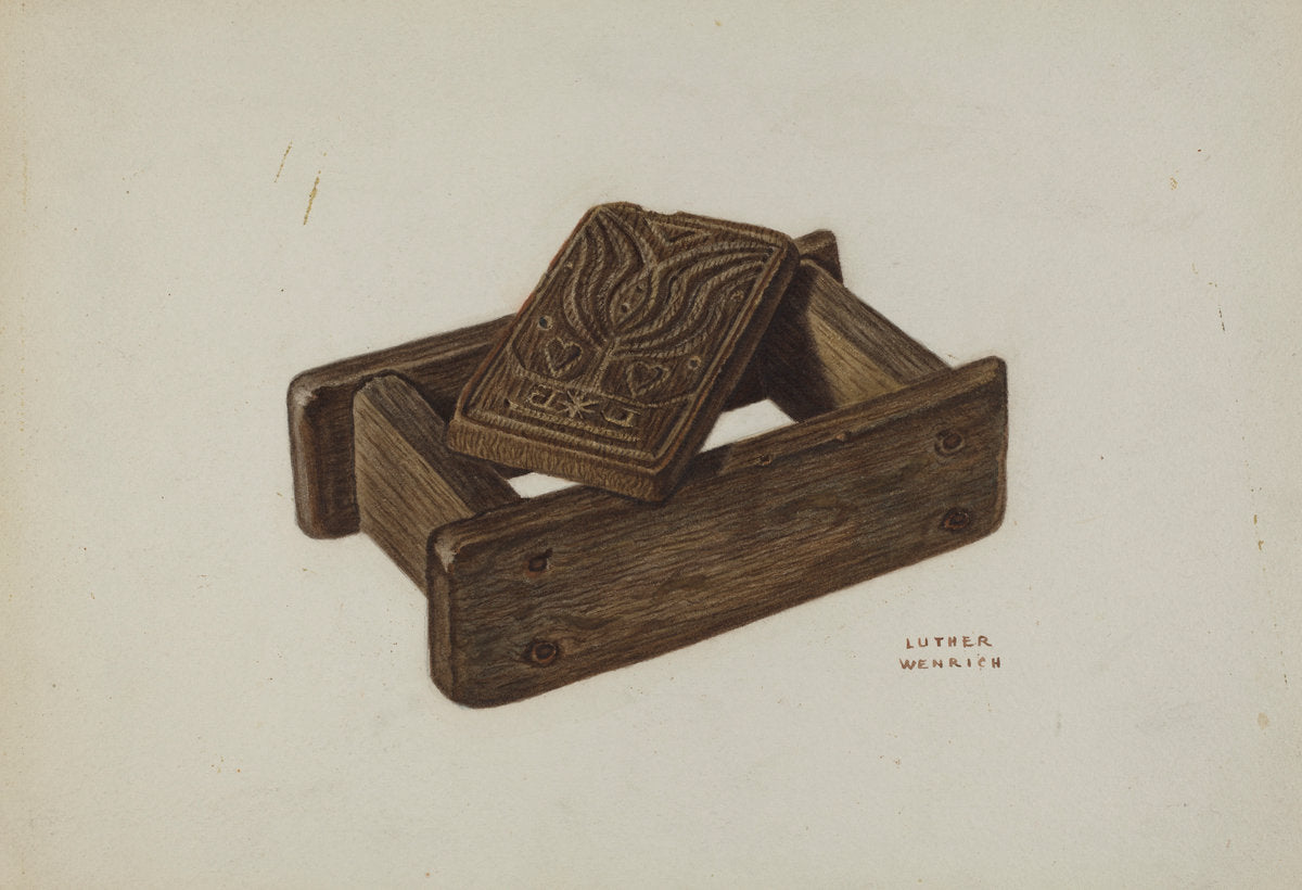 Pa. German Butter Mold by Luther D. Wenrich (American, active c. 1935), 16X12"(A3)Poster Print