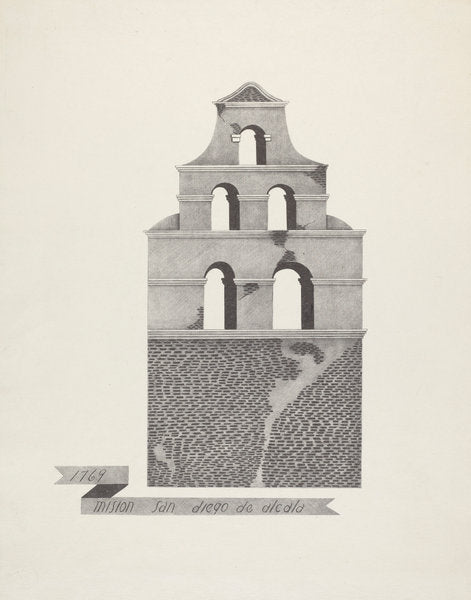 Mision San Diego de Alcala by James Jones (American, active 1932 - 1942), 16X12"(A3)Poster Print