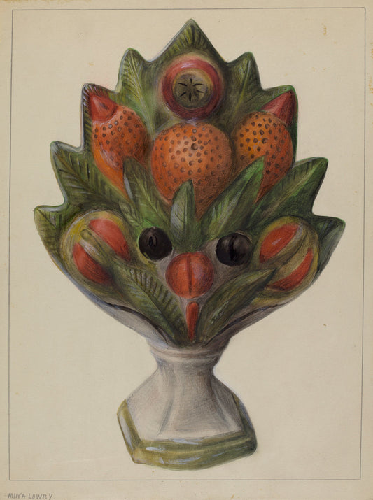 Pa. German Chalkware Mantel Stop by Mina Lowry (American, 1894 - 1942), 16X12"(A3)Poster Print