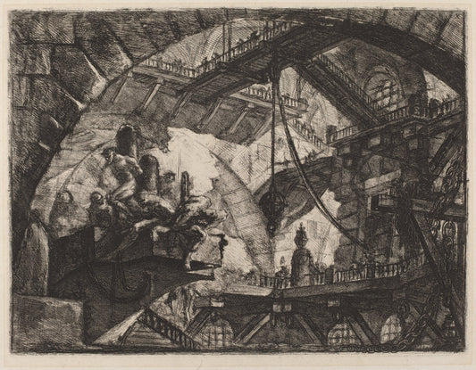 Prisoners on a Projecting Platform by Giovanni Battista Piranesi (Italian, 1720 - 1778), 16X12"(A3)Poster Print