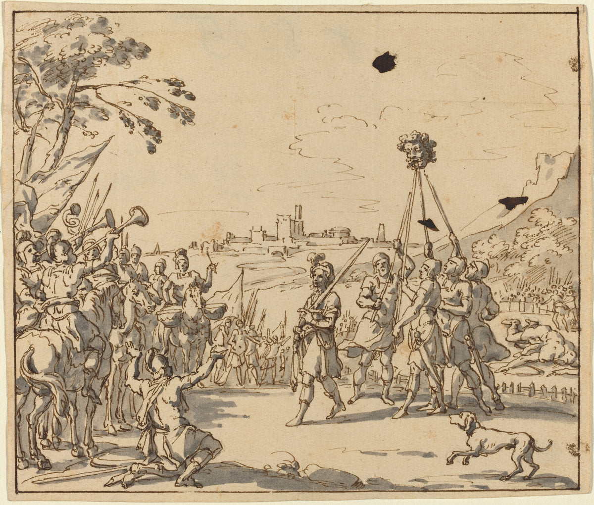 c. 1700 by Style of Jan Luyken (The Triumph of David), 16X12"(A3)Poster Print