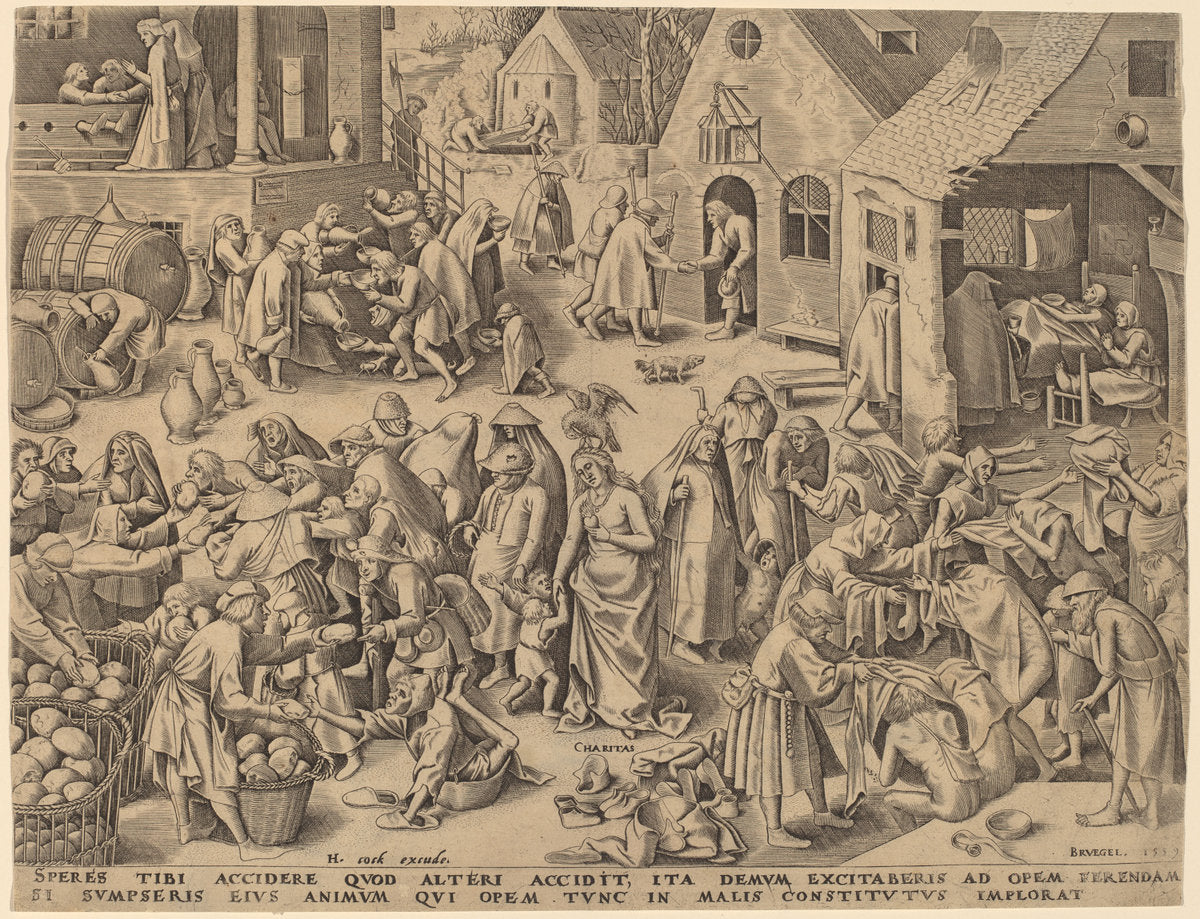 Charity [recto] by Attributed to Philip Galle after Pieter Bruegel the Elder (Flemish, 1537 - 1612), 16X12"(A3)Poster Print