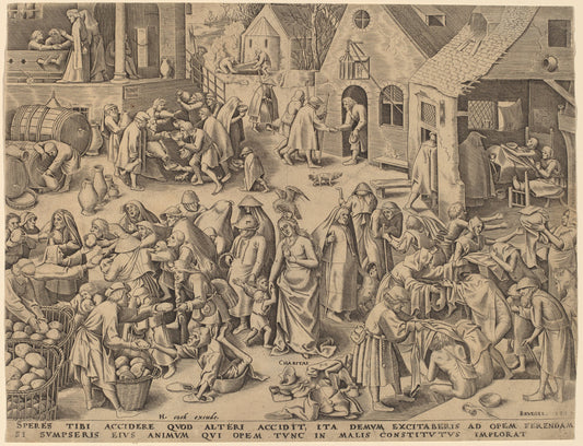 Charity [recto] by Attributed to Philip Galle after Pieter Bruegel the Elder (Flemish, 1537 - 1612), 16X12"(A3)Poster Print