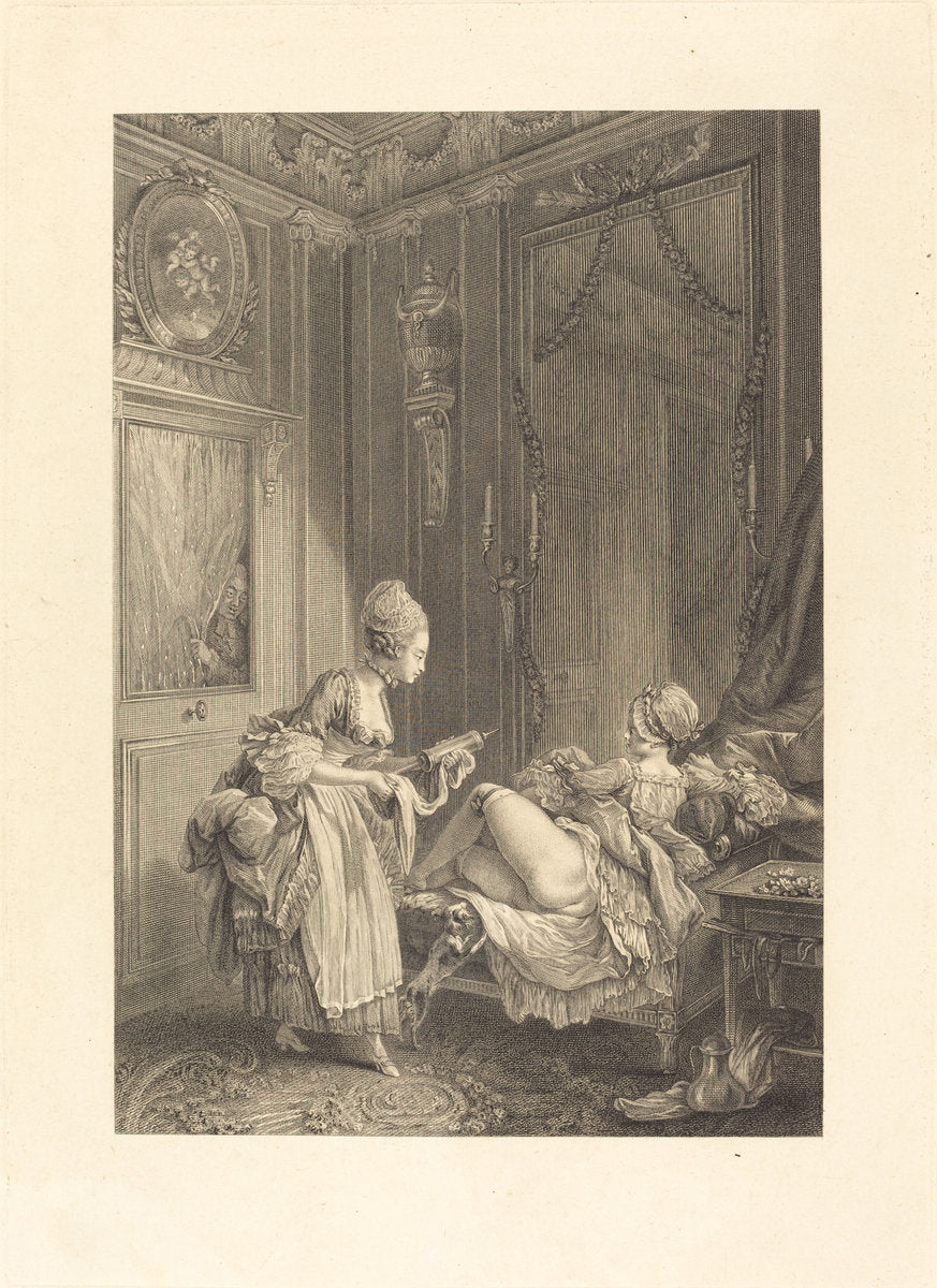 Le curieux by Pierre Maleuvre after Pierre-Antoine Baudouin (French, 1740 - 1803), 16X12"(A3)Poster Print